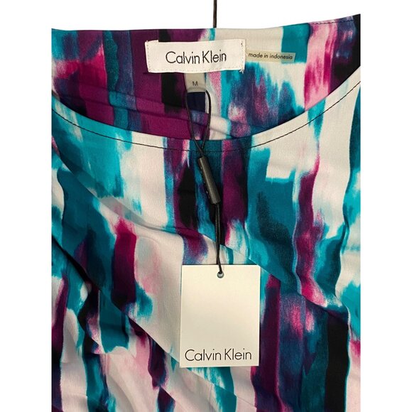 Calvin Klein Womens Multicolor Abstract Print Dress M - Picture 2 of 4